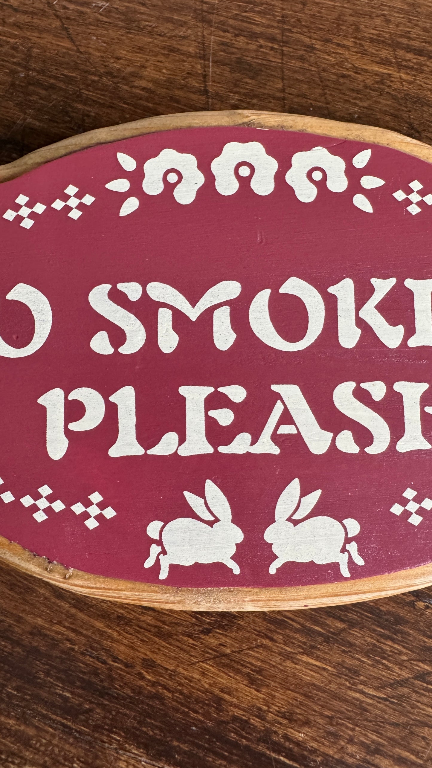 Wooden Painted Cottage “No Smoking Please” Sign