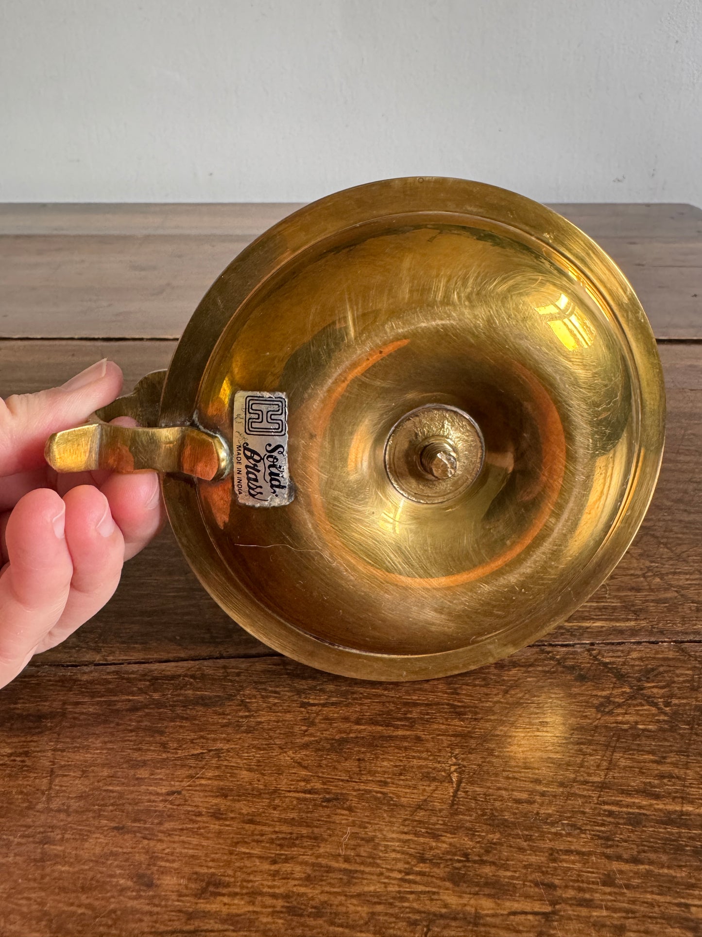 Single Vintage Brass Candle Holder with Cut Out Detailing - Made in India