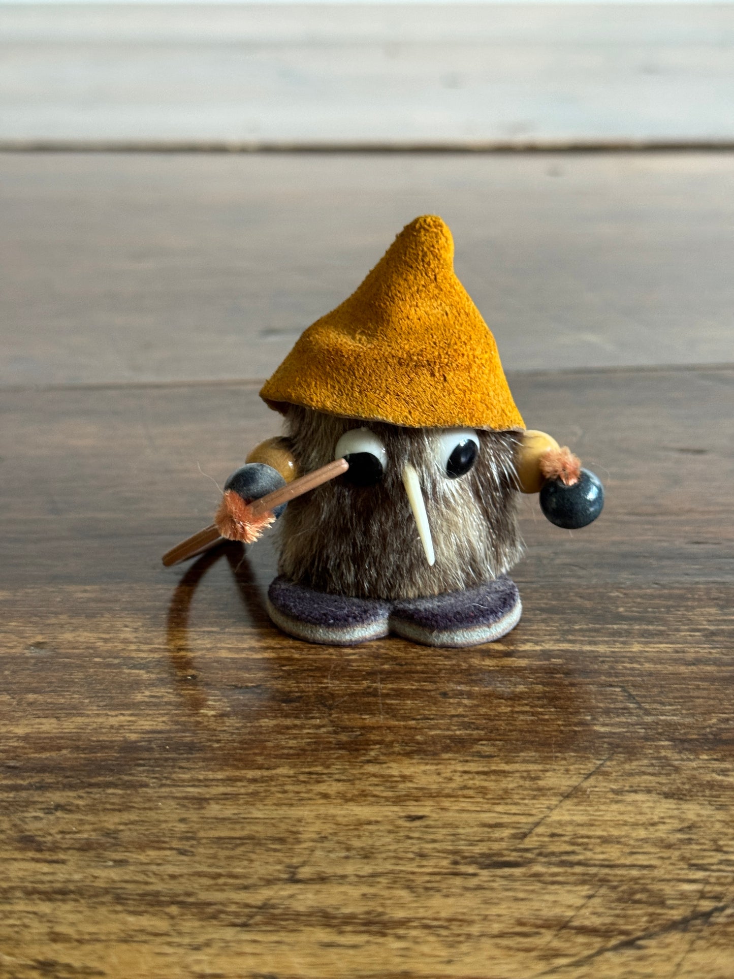 Fur Critter with Saw Mini Wood Figurine