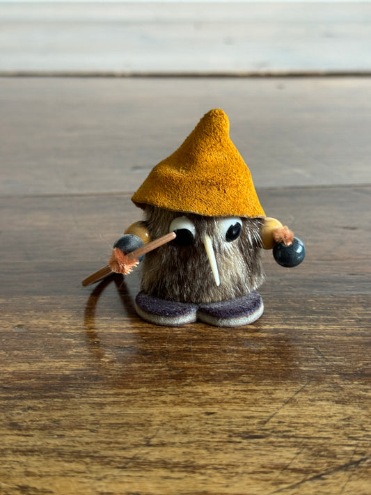 Fur Critter with Saw Mini Wood Figurine