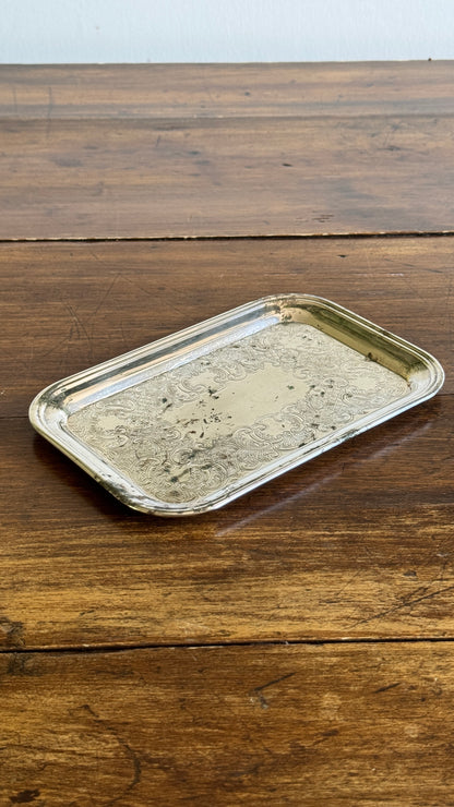 Small Rectangular Silver Trinket Dish Tarnish Spots - Made in Canada