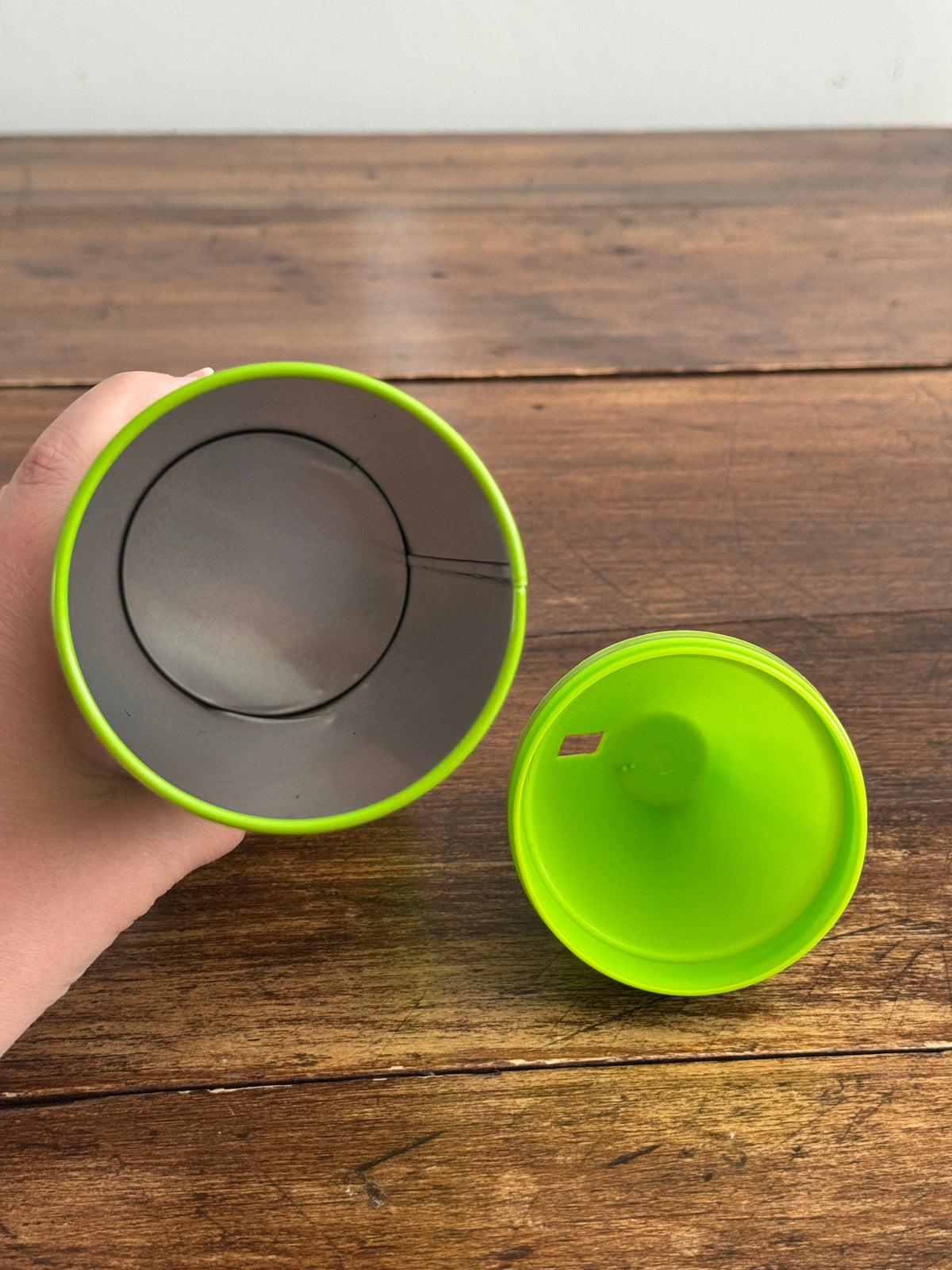 Modern Crayola Crayon Bank - Electric Lime Green Metal Base Plastic Top