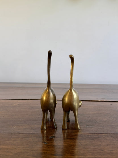 PICK ONE Vintage Brass Tail Up Cat Figurine - Cat Ring Holder