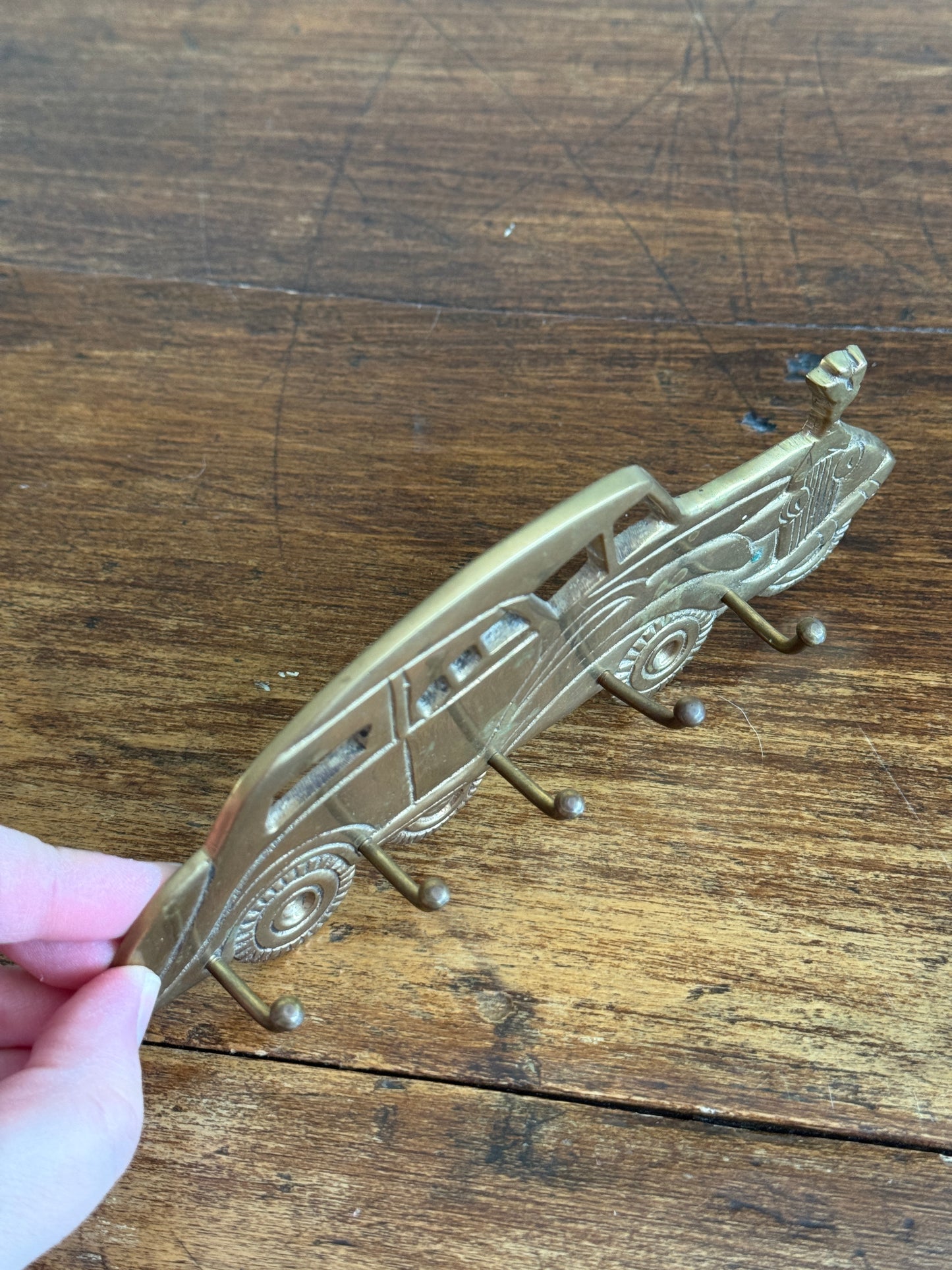 Vintage Brass Car Key Hook - Vintage Automobile Key Rack