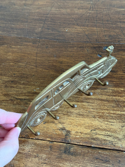 Vintage Brass Car Key Hook - Vintage Automobile Key Rack