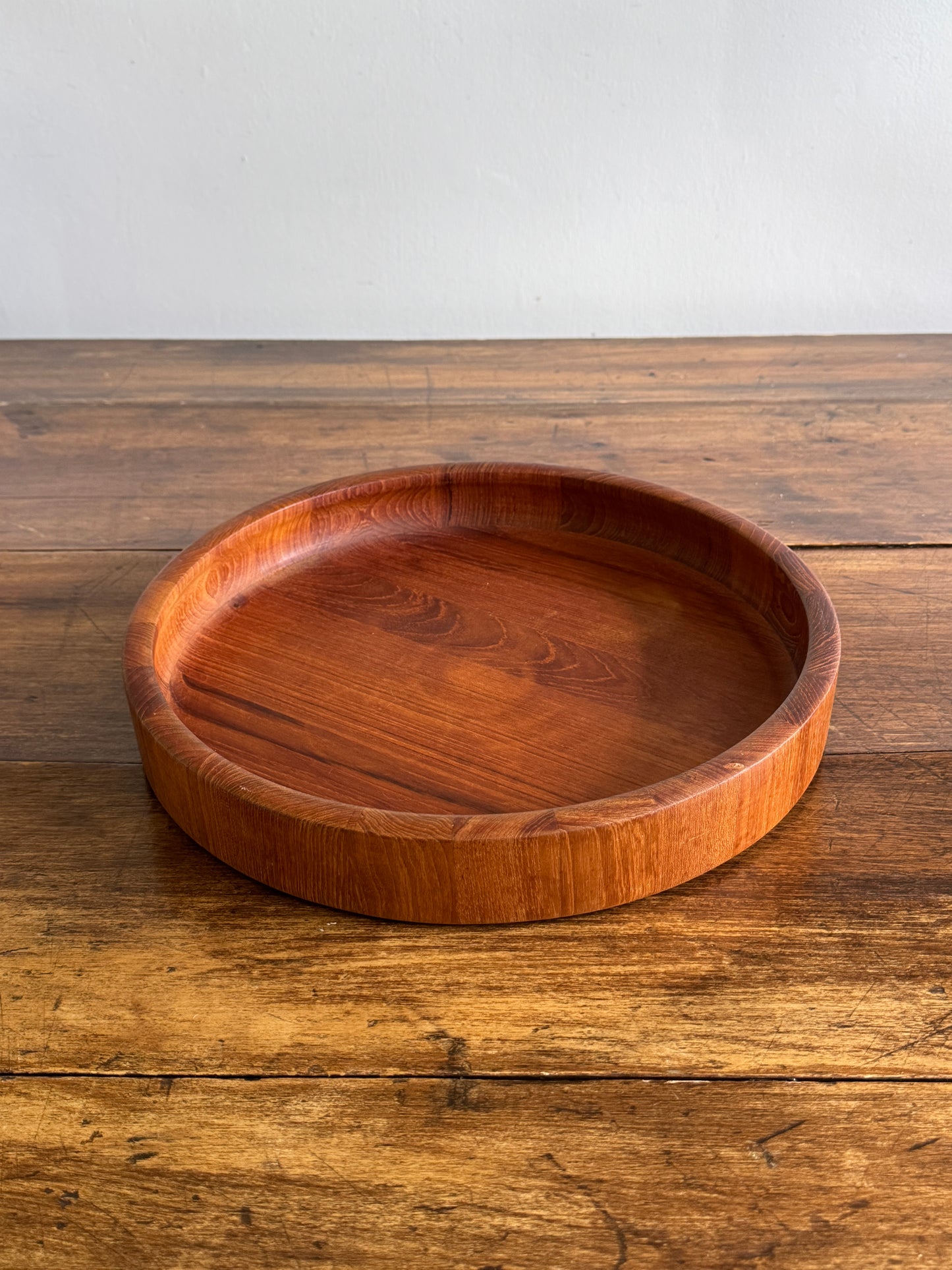 Large Round Dansk Wood Tray / Shallow Bowl - Made in Denmark