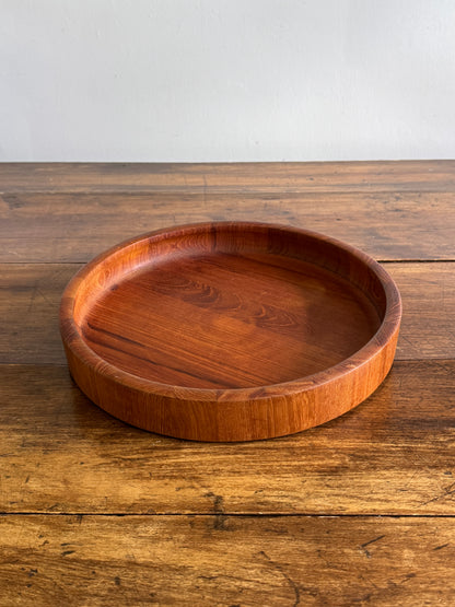 Large Round Dansk Wood Tray / Shallow Bowl - Made in Denmark