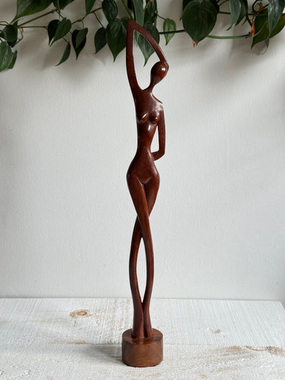 Vintage Wood Mid Century Female Form - Curvy Human Form Sculpture