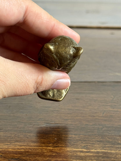 Small Heavy Brass Owl Figurine