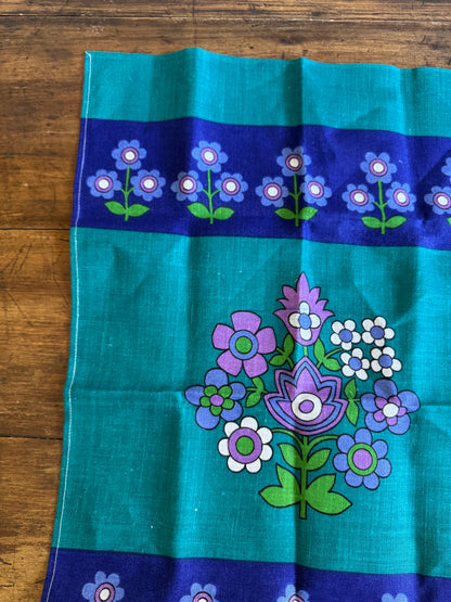 Purple Flower Linen Kitchen Cloth Designed by Leslie Jones for Richardsons - Made in Ireland