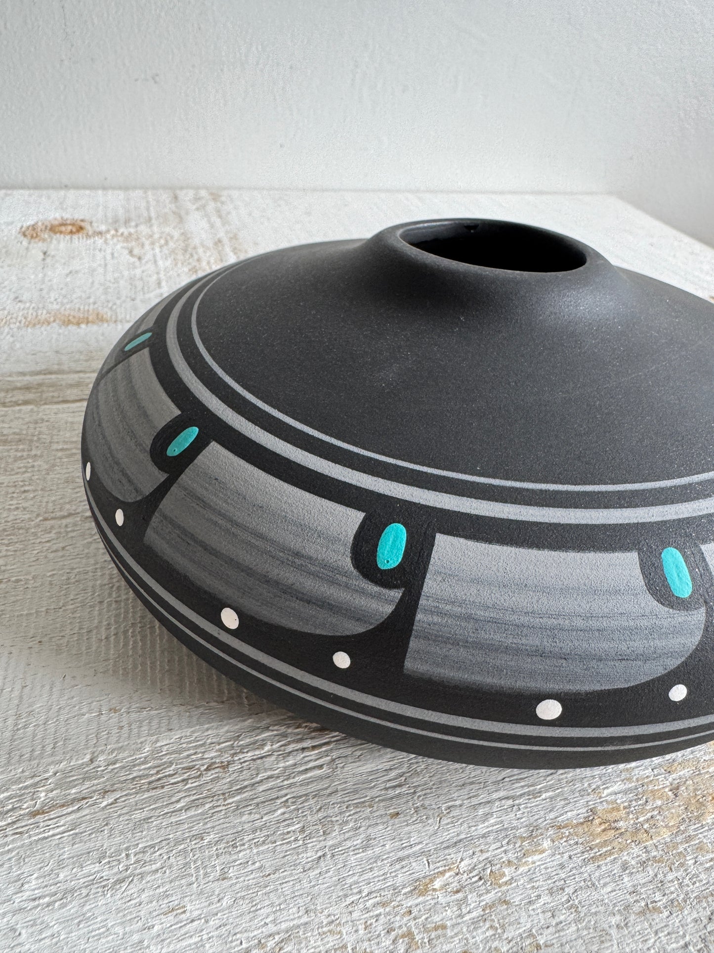 Vintage Southwestern Pottery Vase - Native Painted Pottery Vase with Glazed Inside