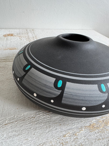 Vintage Southwestern Pottery Vase - Native Painted Pottery Vase with Glazed Inside