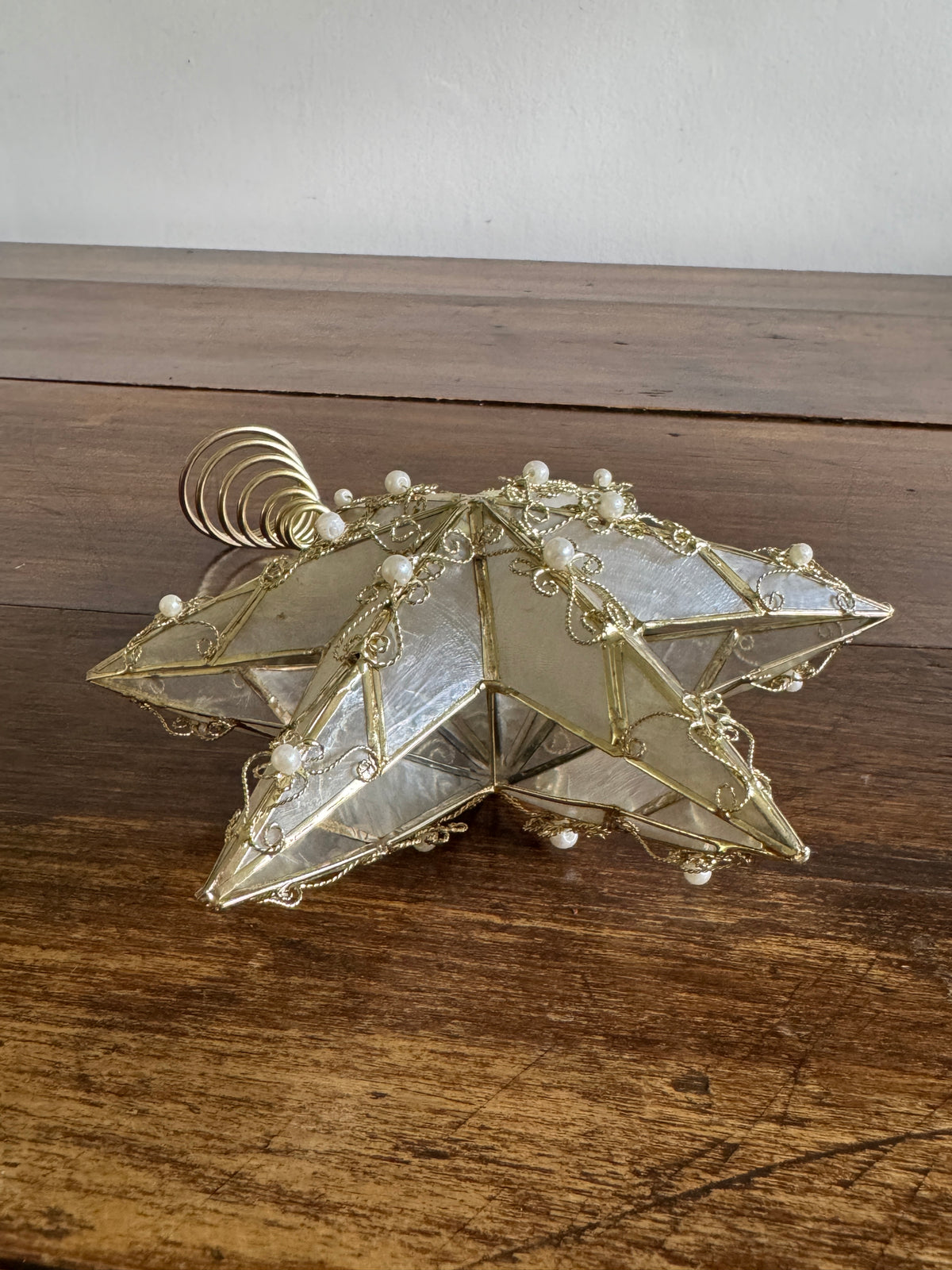 Capiz Shell with Metal Detailing and Faux Pearl Beads Star Tree Topper