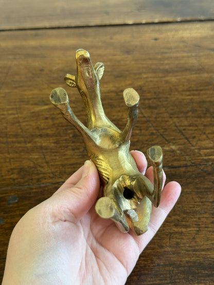 Pair of Vintage Brass Deer Figurines - Grazing Brass Deer