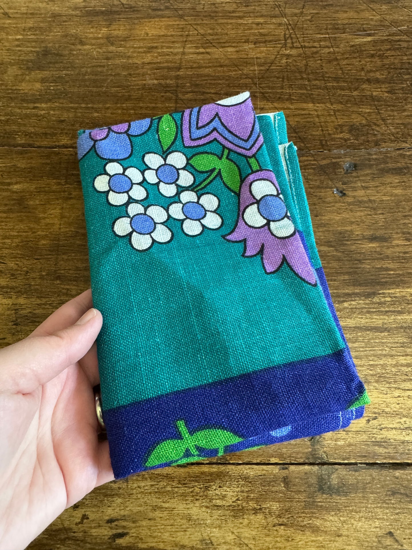 Purple Flower Linen Kitchen Cloth Designed by Leslie Jones for Richardsons - Made in Ireland