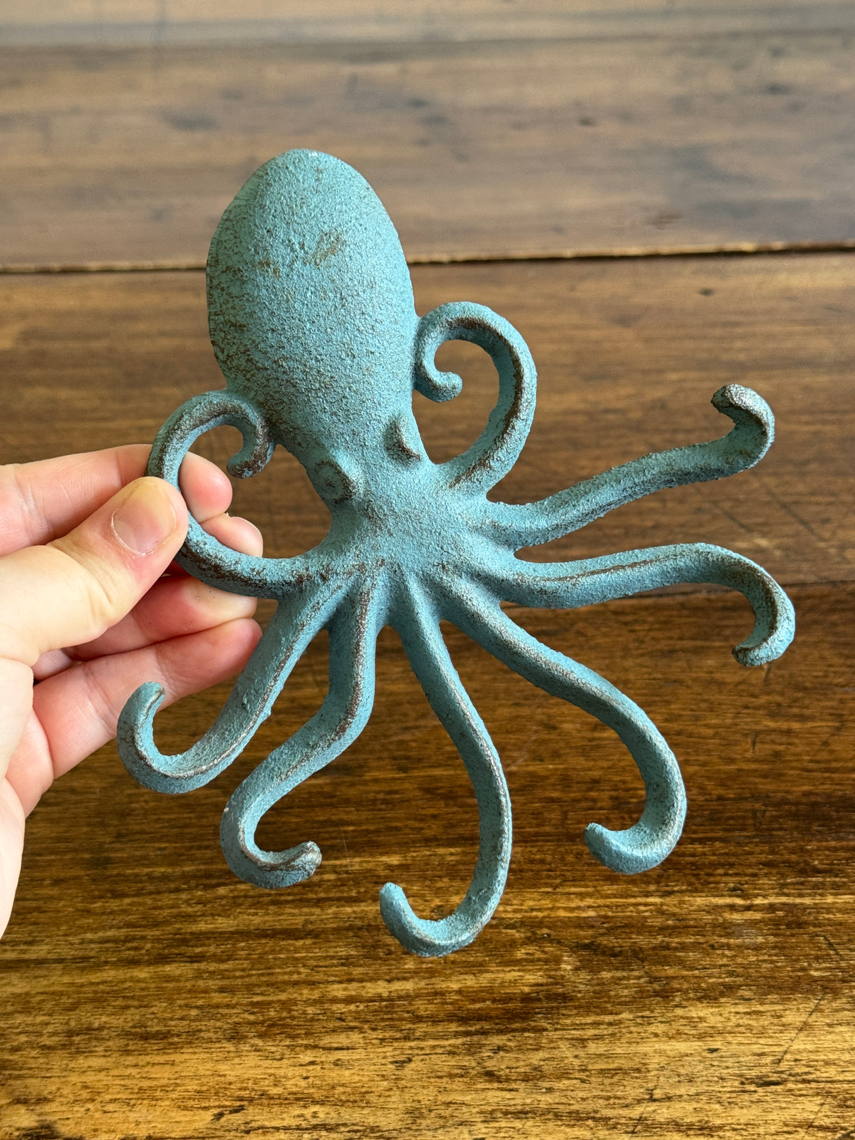 Blue Painted Metal Octopus Wall Hook