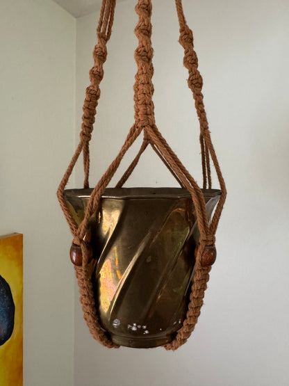 Brown Macrame Plant Pot Hanging Holder