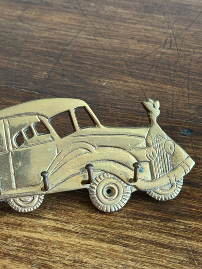Vintage Brass Car Key Hook - Vintage Automobile Key Rack