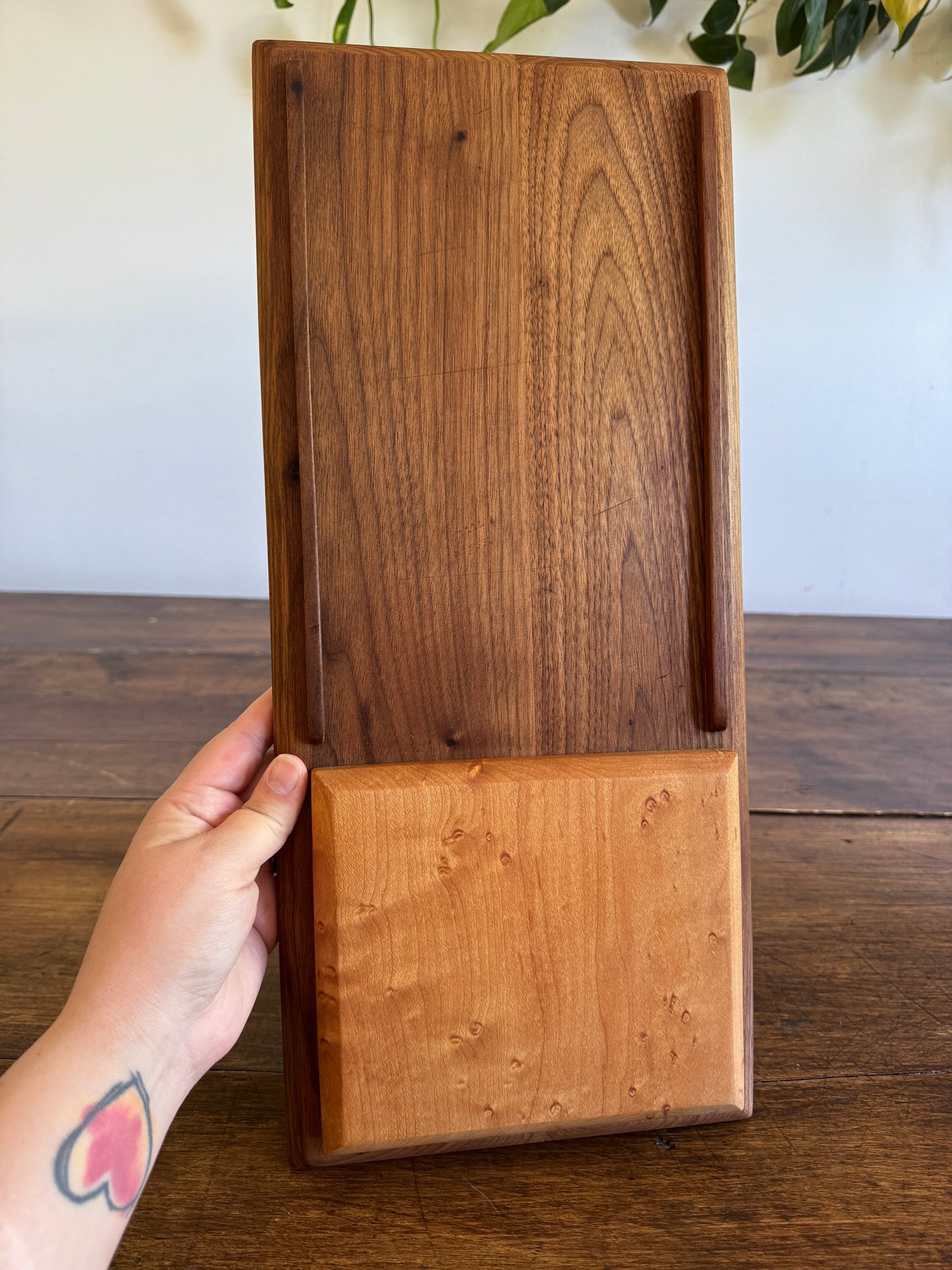 Wood Serving Board with Raised Platform and Edge Guards - Made in Canada