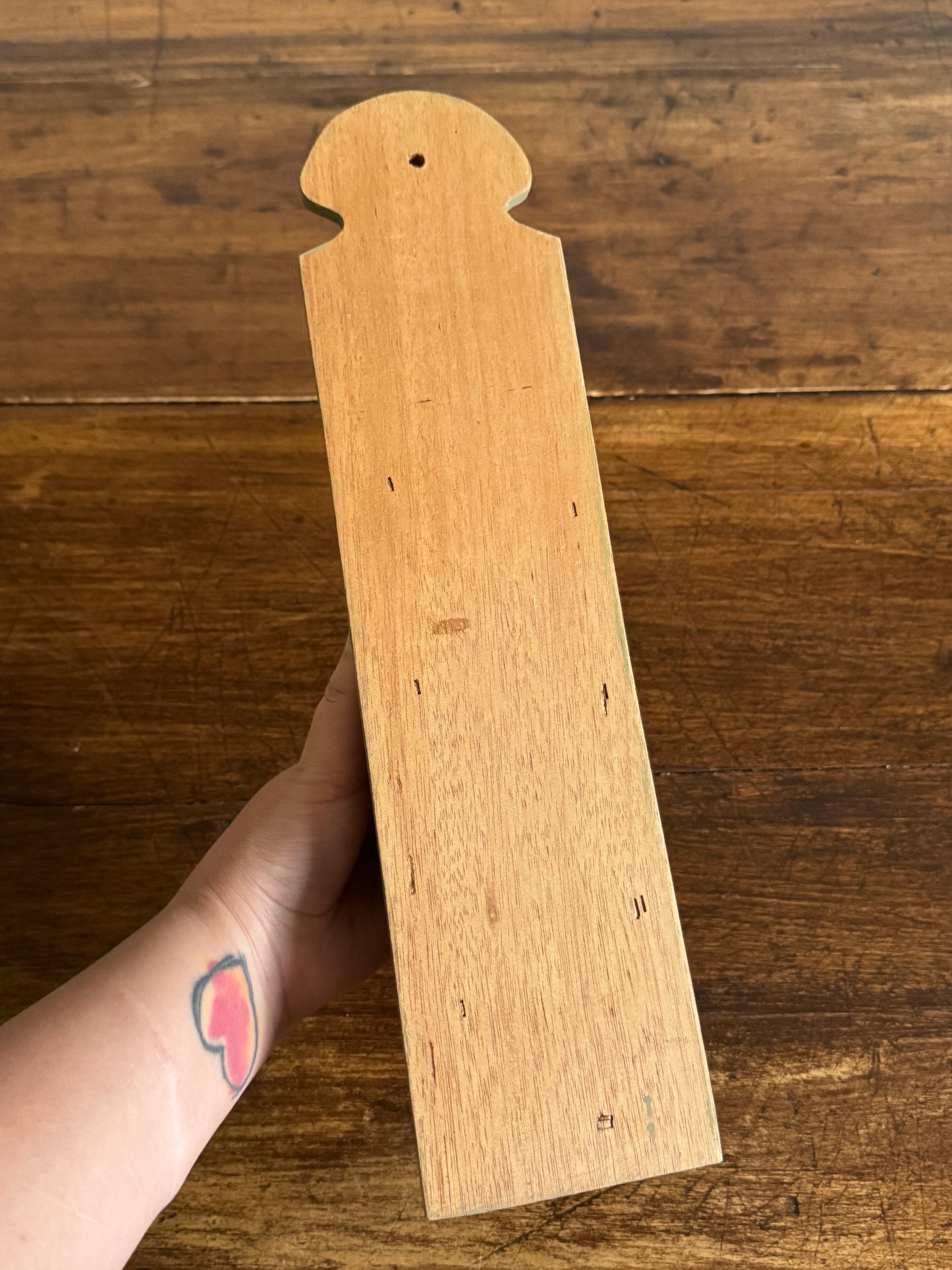 Wooden Painted Long Match Holder with Flower Embellishment