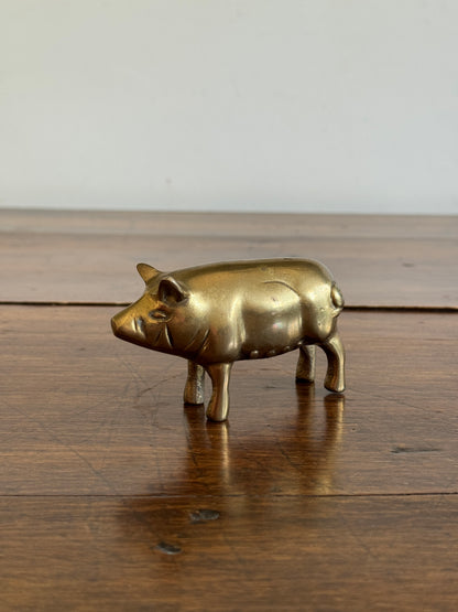Vintage Brass Pig Figurine