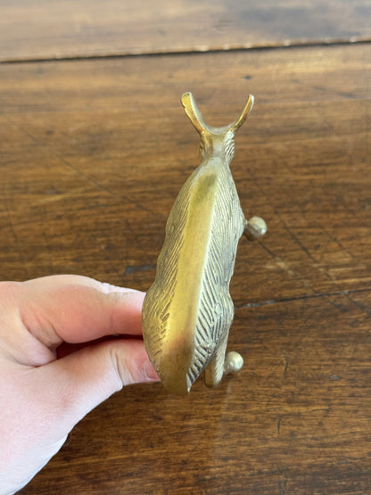 Pair of Vintage Brass Deer Figurines - Grazing Brass Deer