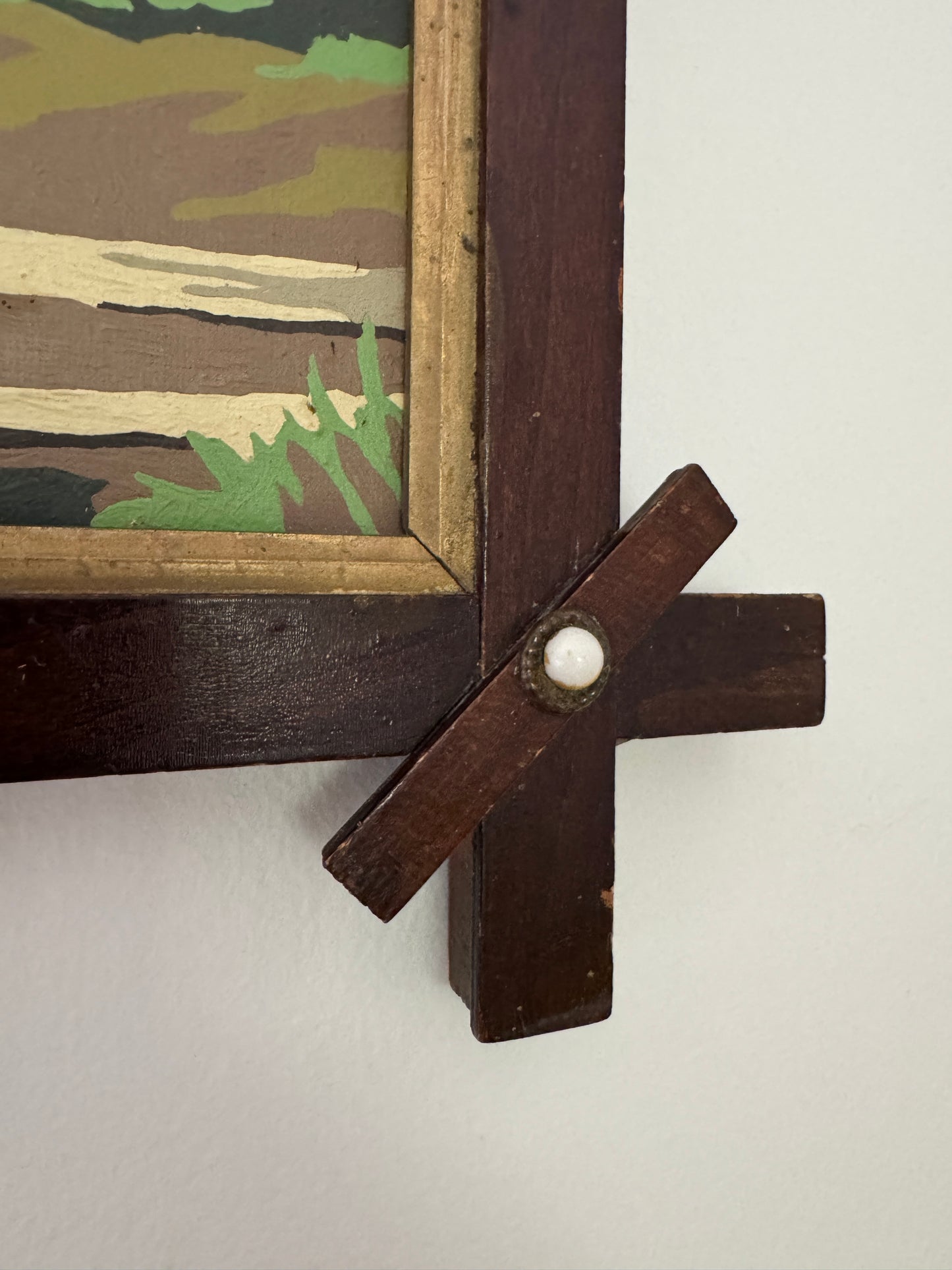 Vintage Scenic Paint By Number In Handmade Frame