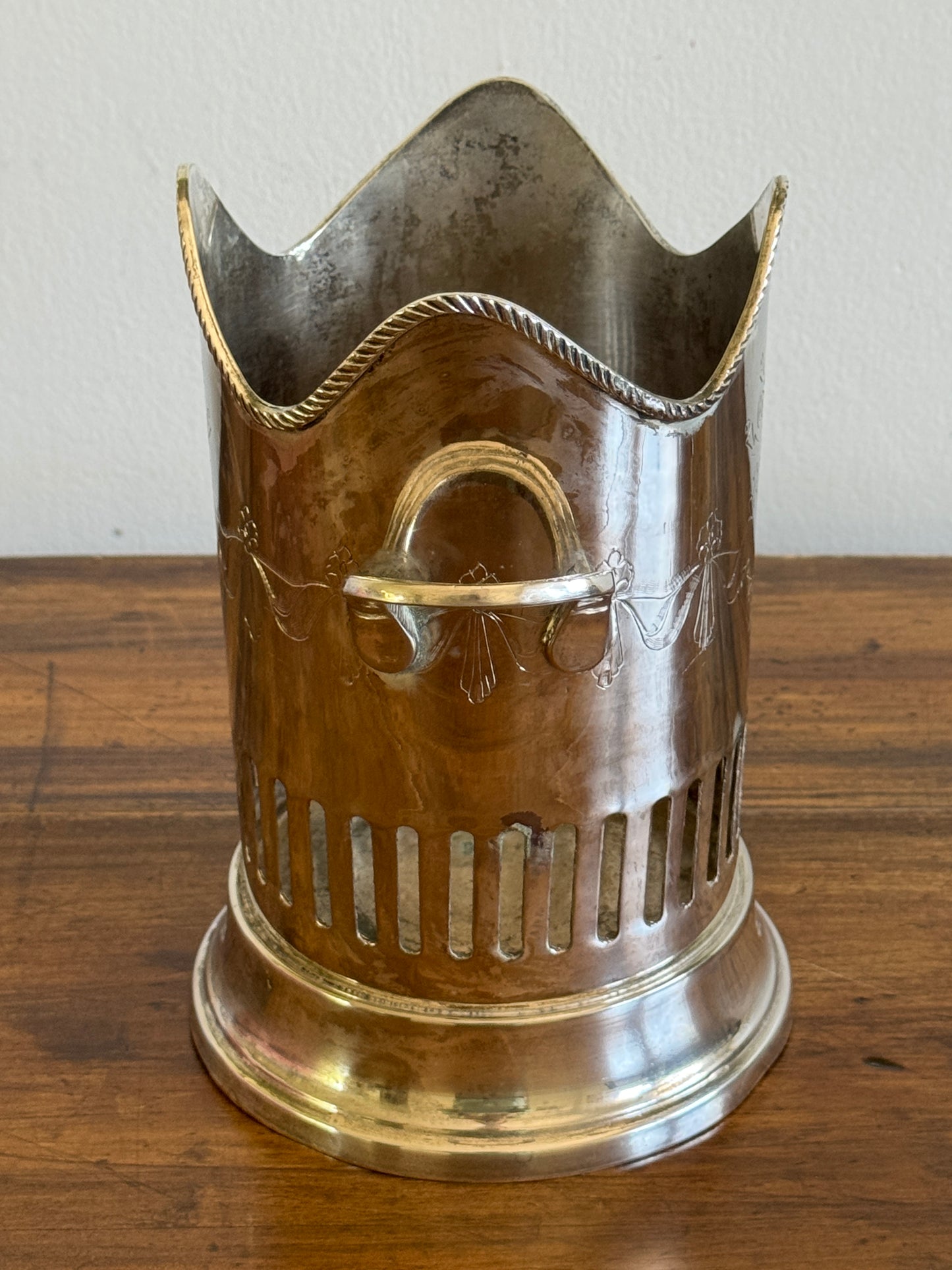 Vintage Silver Plated Bottle Holder Wine Caddy - Made in India