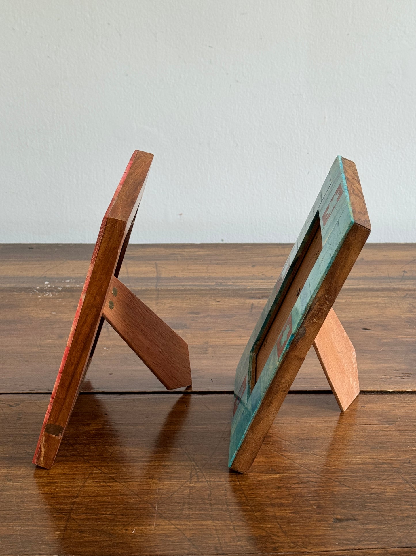 PICK ONE Pink or Blue Inlay Bone on Wood 4x6 Photo Frame