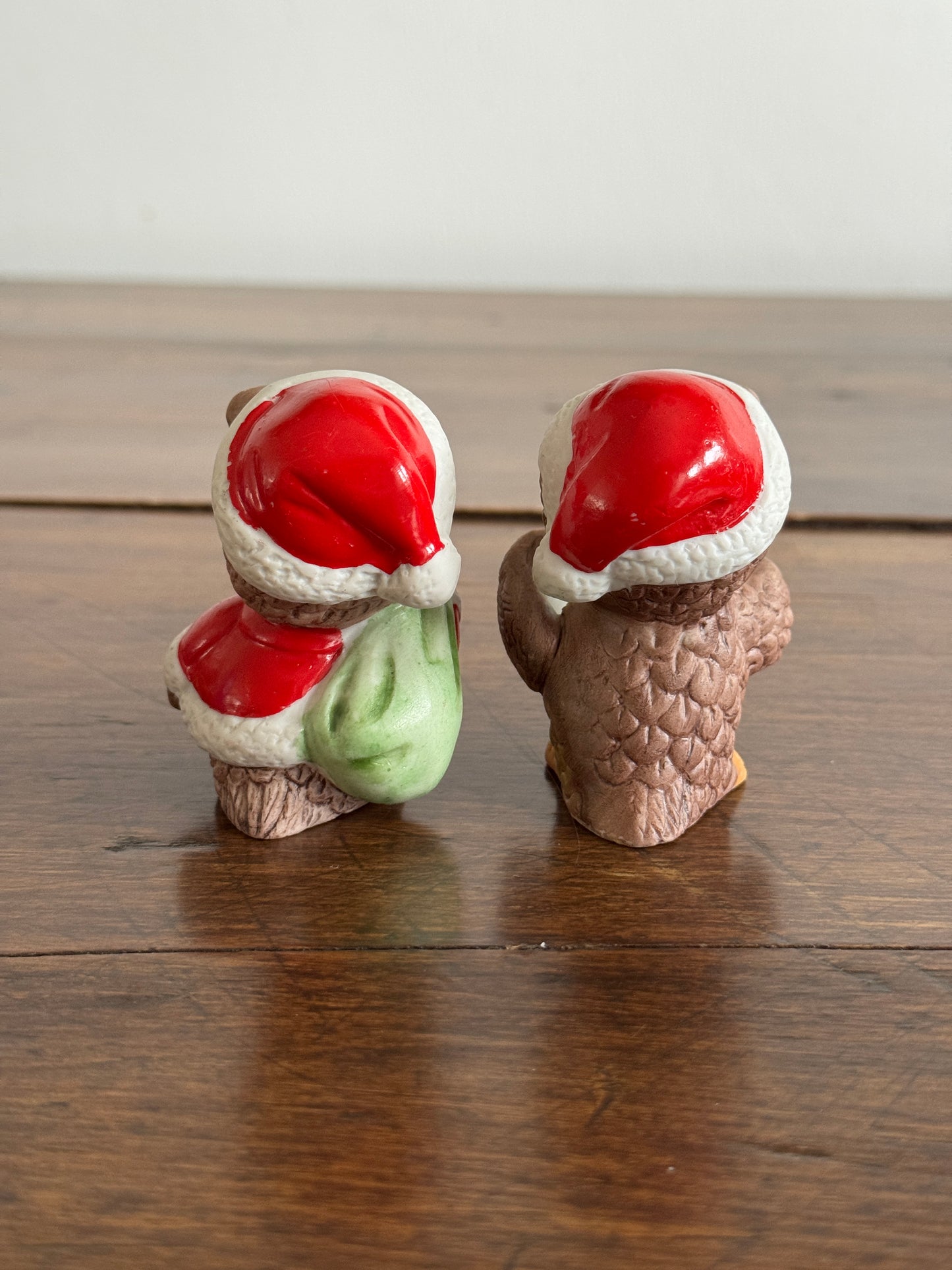 Vintage Set of Two Christmas Owl Figurines - Owl Caroling Decor