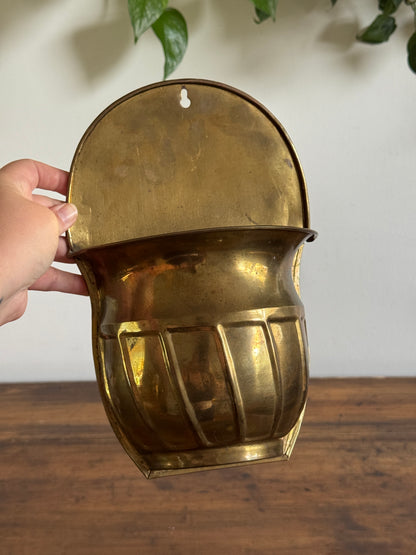 Pair of Vintage Brass Wall Plant Pockets - Wall Mounted Plant Holder Set of Two