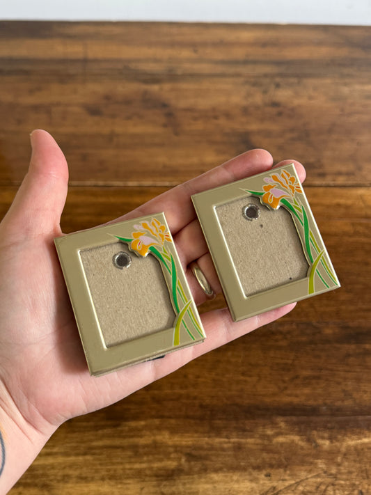 Pair of Silver-Tone Mini Flower Frames