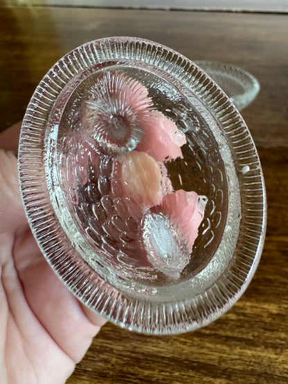 Mini Clear Glass Hen on Nest Salt Cellars - Lot of Four (Read)