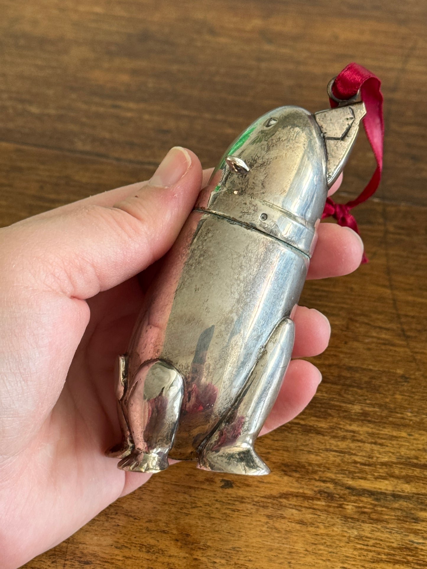 Restoration Hardware Silver Tone Metal Polar Bear Ornament