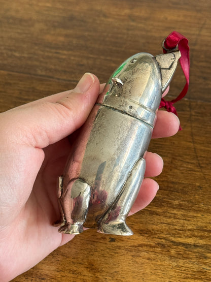 Restoration Hardware Silver Tone Metal Polar Bear Ornament