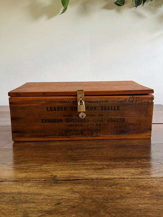 Vintage Repurposed Explosives Crate Storage Box with Key Lock