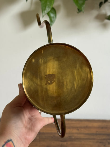 Vintage Brass Watering Can with Looped Handle and Long Skinny Spout