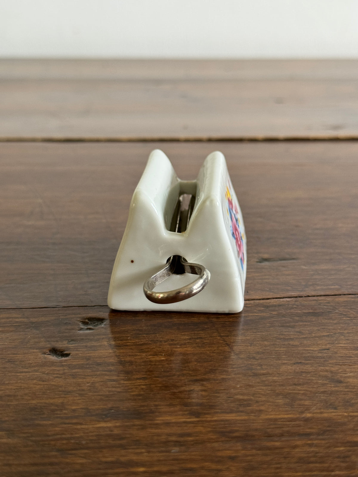 Vintage Porcelain Toothpaste Tube Roller/Squeezer with Metal Pin and Floral Patterned Design