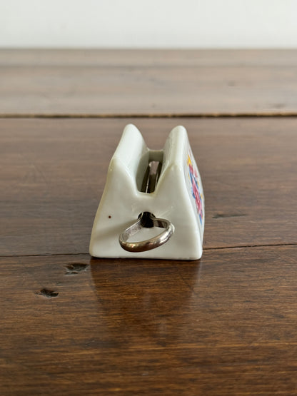 Vintage Porcelain Toothpaste Tube Roller/Squeezer with Metal Pin and Floral Patterned Design