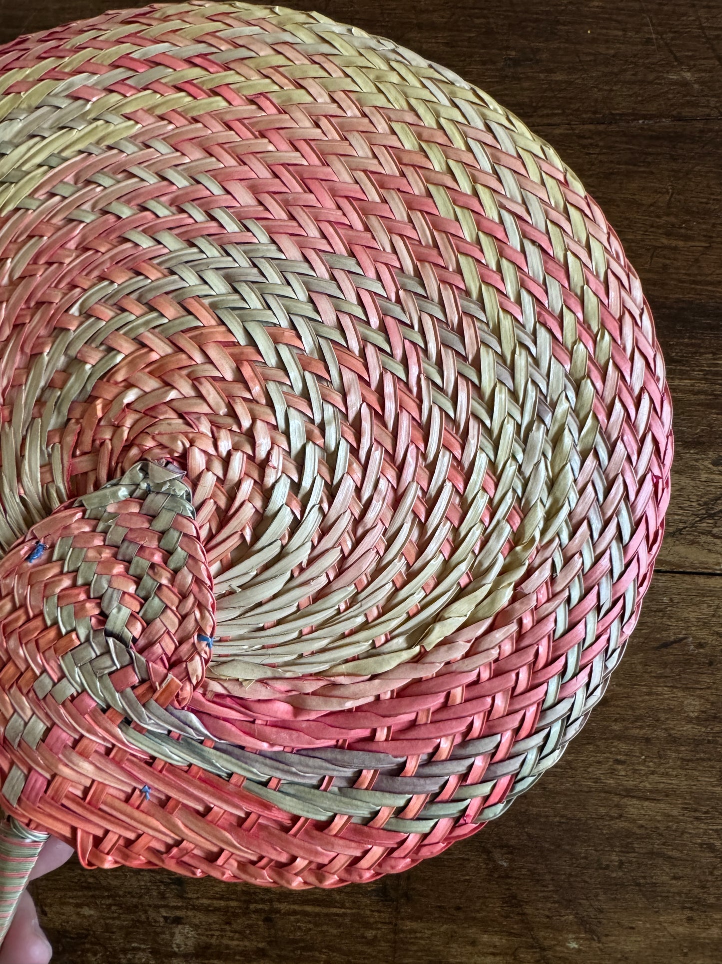 Vintage Colourful Woven Hand Fan Wall Decor - Handheld Boho Fan
