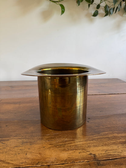 Vintage Large Brass Top Hat Ice Bucket - Vintage Brass Wine Chiller