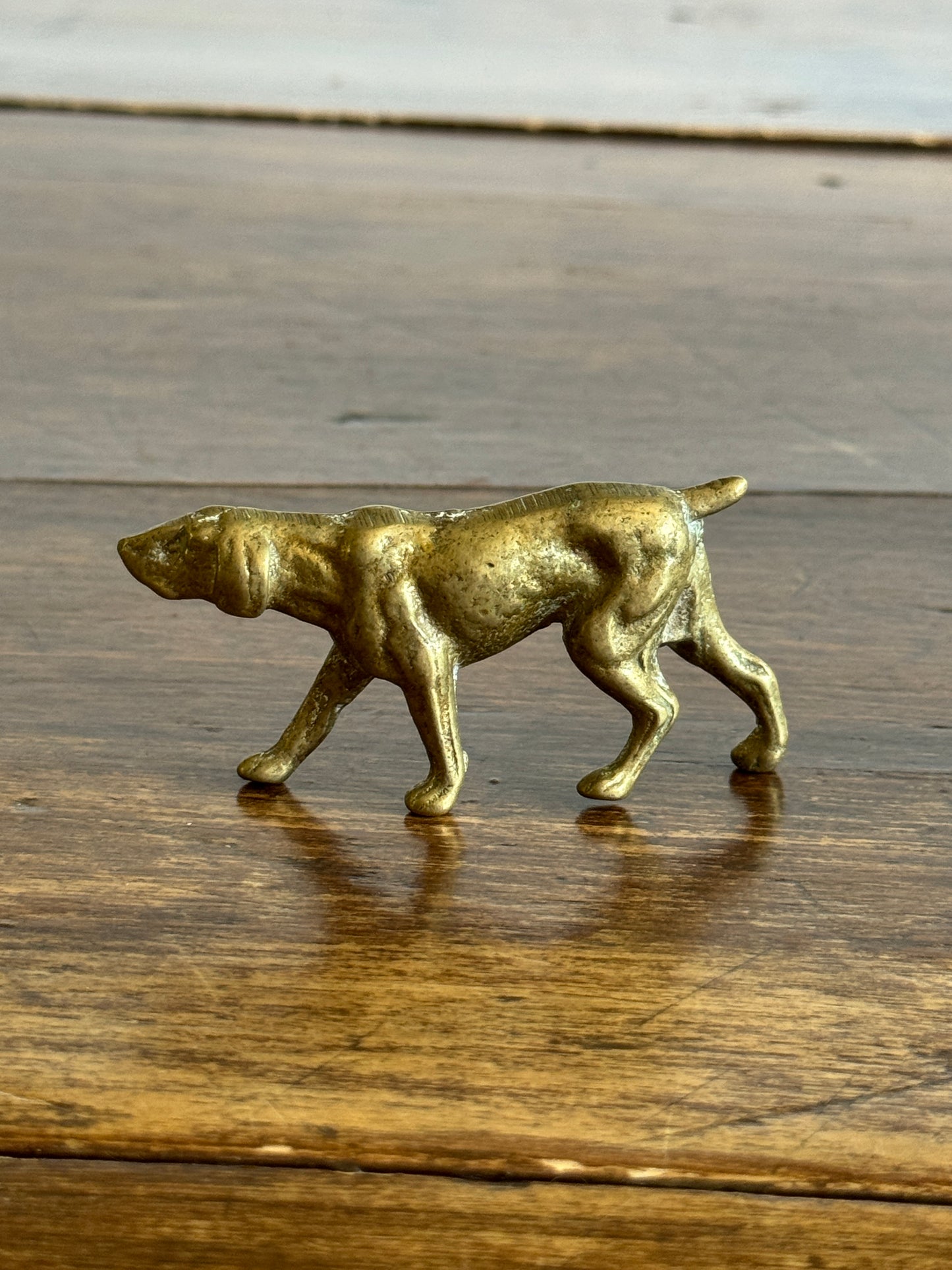 Small Brass Pointer Dog Figurine - Brass Hunting Dog