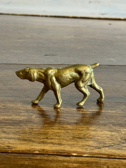 Small Brass Pointer Dog Figurine - Brass Hunting Dog