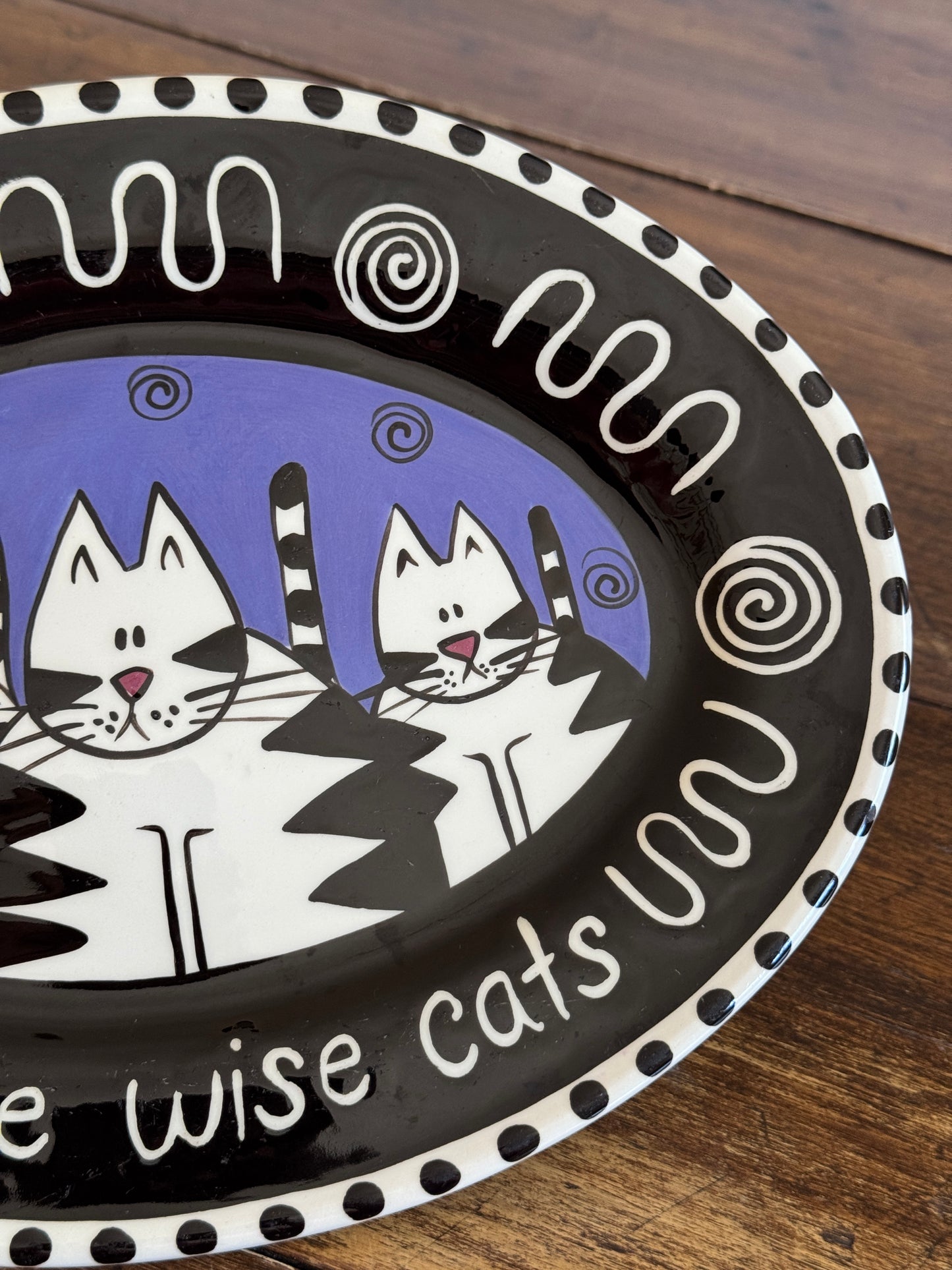 Three Wise Cats Plate by Catfish Moon Nova Scotia - Made in Canada