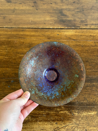Vintage Mid Century Style Colourful Metal Patina/Enamel Catchall Bowl
