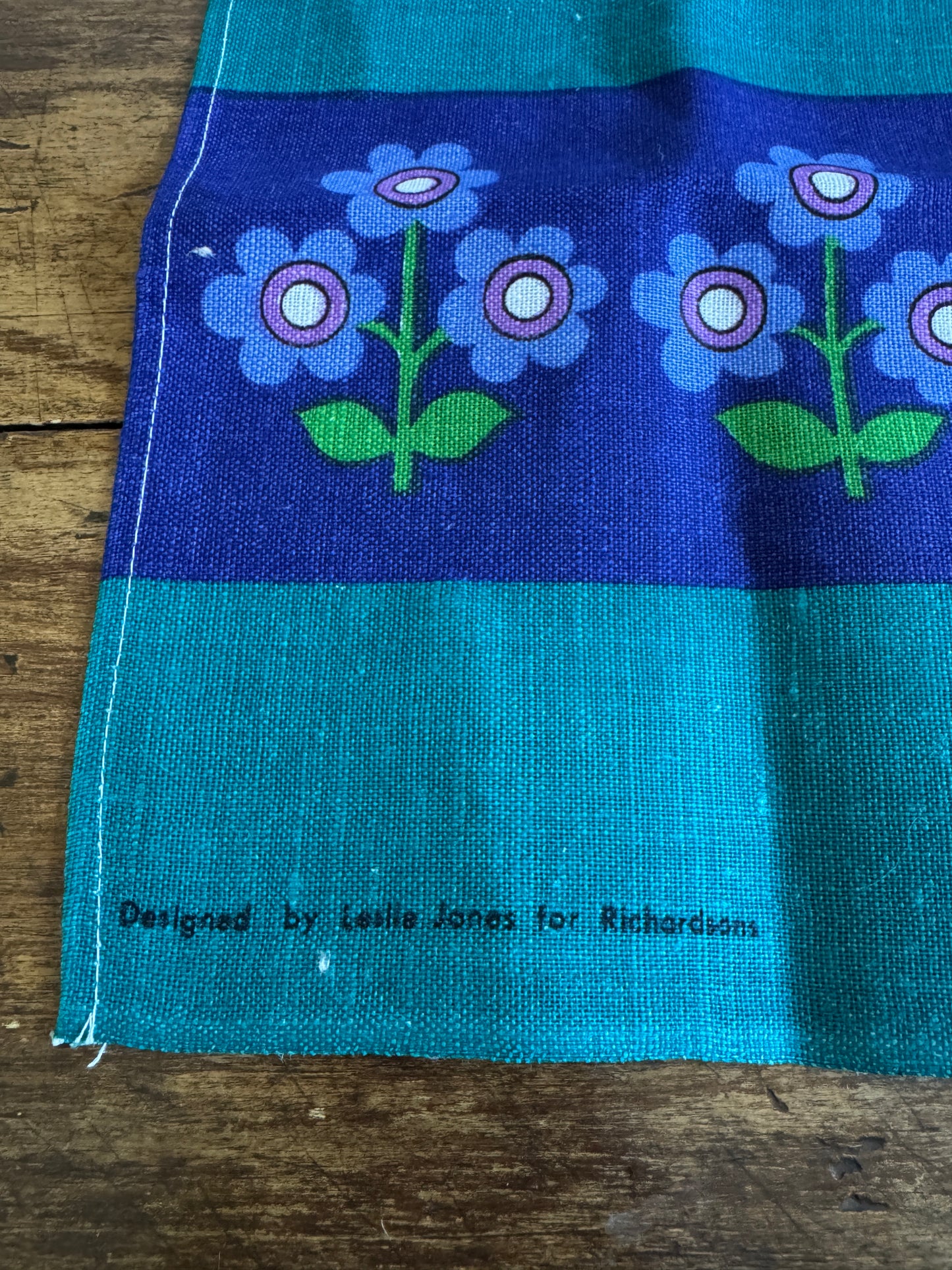 Purple Flower Linen Kitchen Cloth Designed by Leslie Jones for Richardsons - Made in Ireland