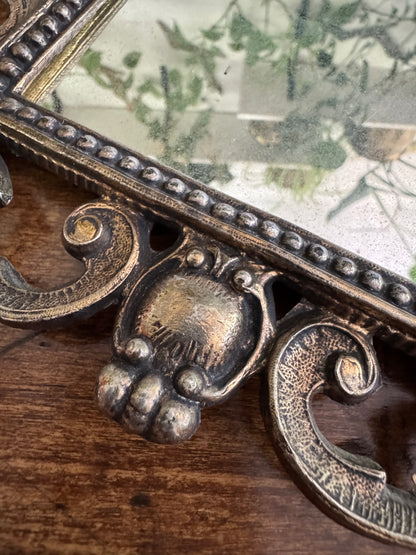 Heavy Cast Metal Ornate Mirror with Foxing