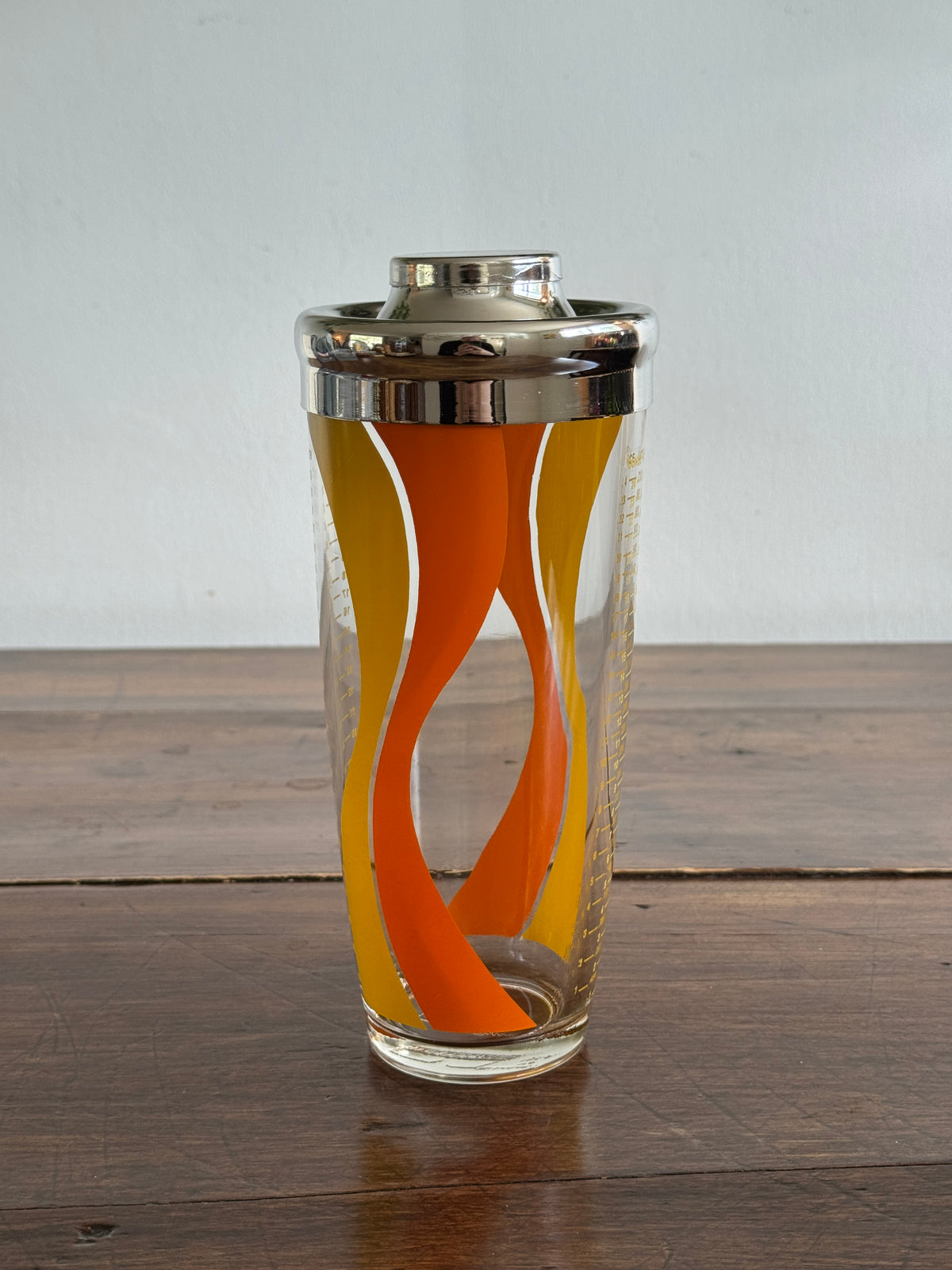 Mid Century Yellow and Orange Glass Cocktail Shaker by Irvinware - Made in the USA