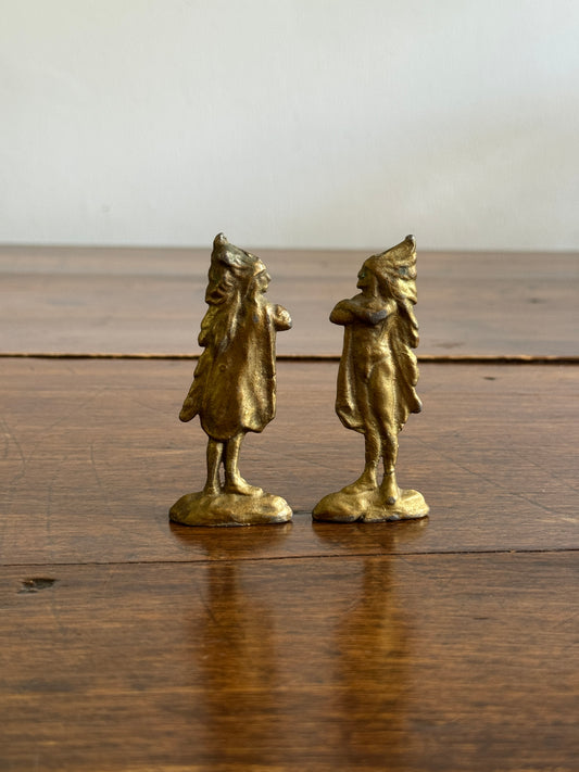 Vintage Cast Metal Chief Figurine Pair