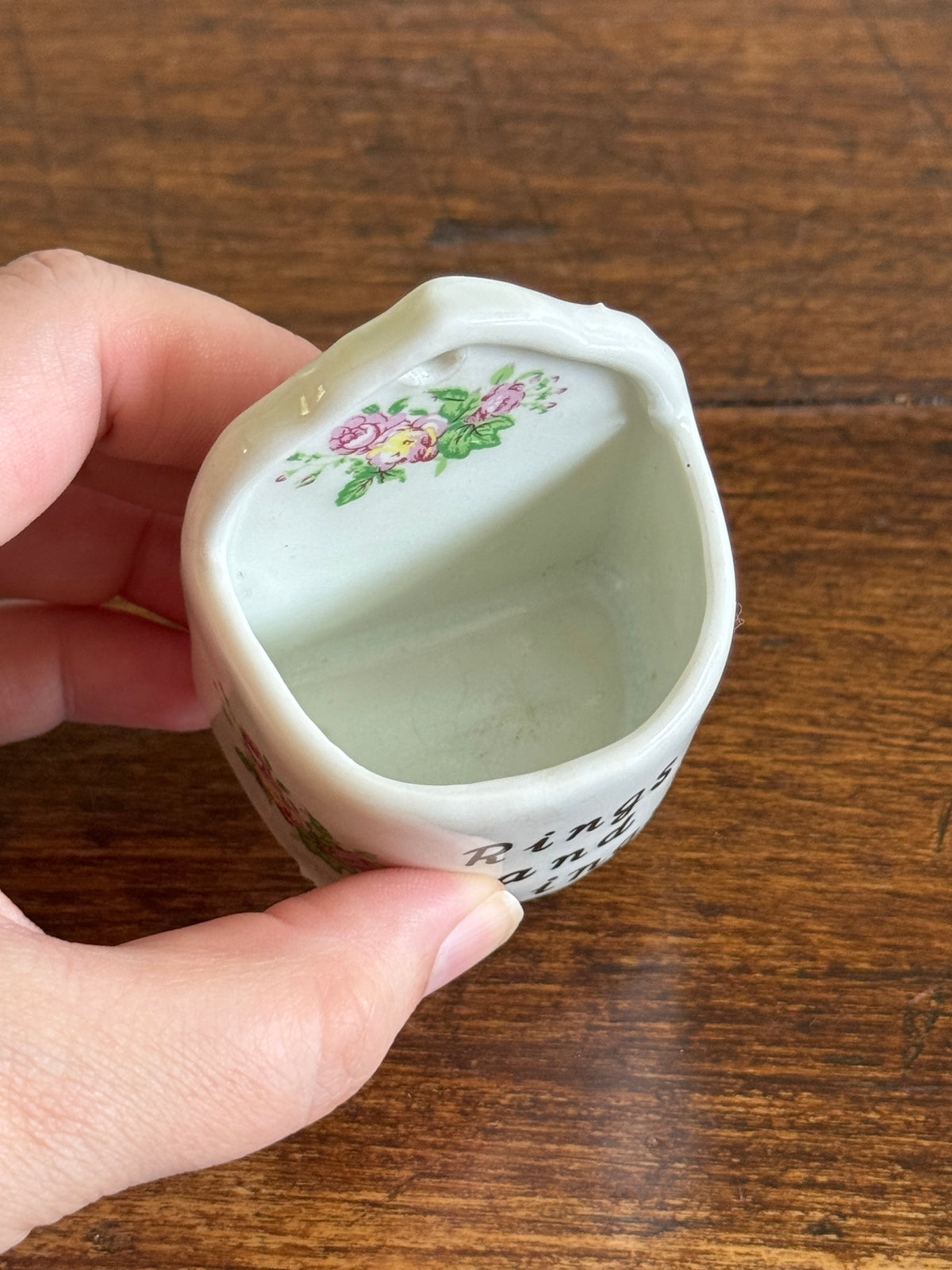 Vintage Rings and Things Ceramic Wall Pocket Jewelry Holder